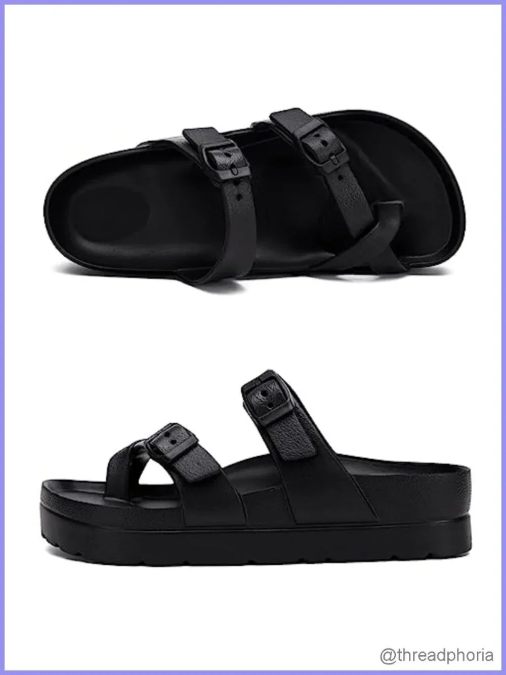 Womens Platform Sandals Arch Support Adjustable Buckle Slides Summer